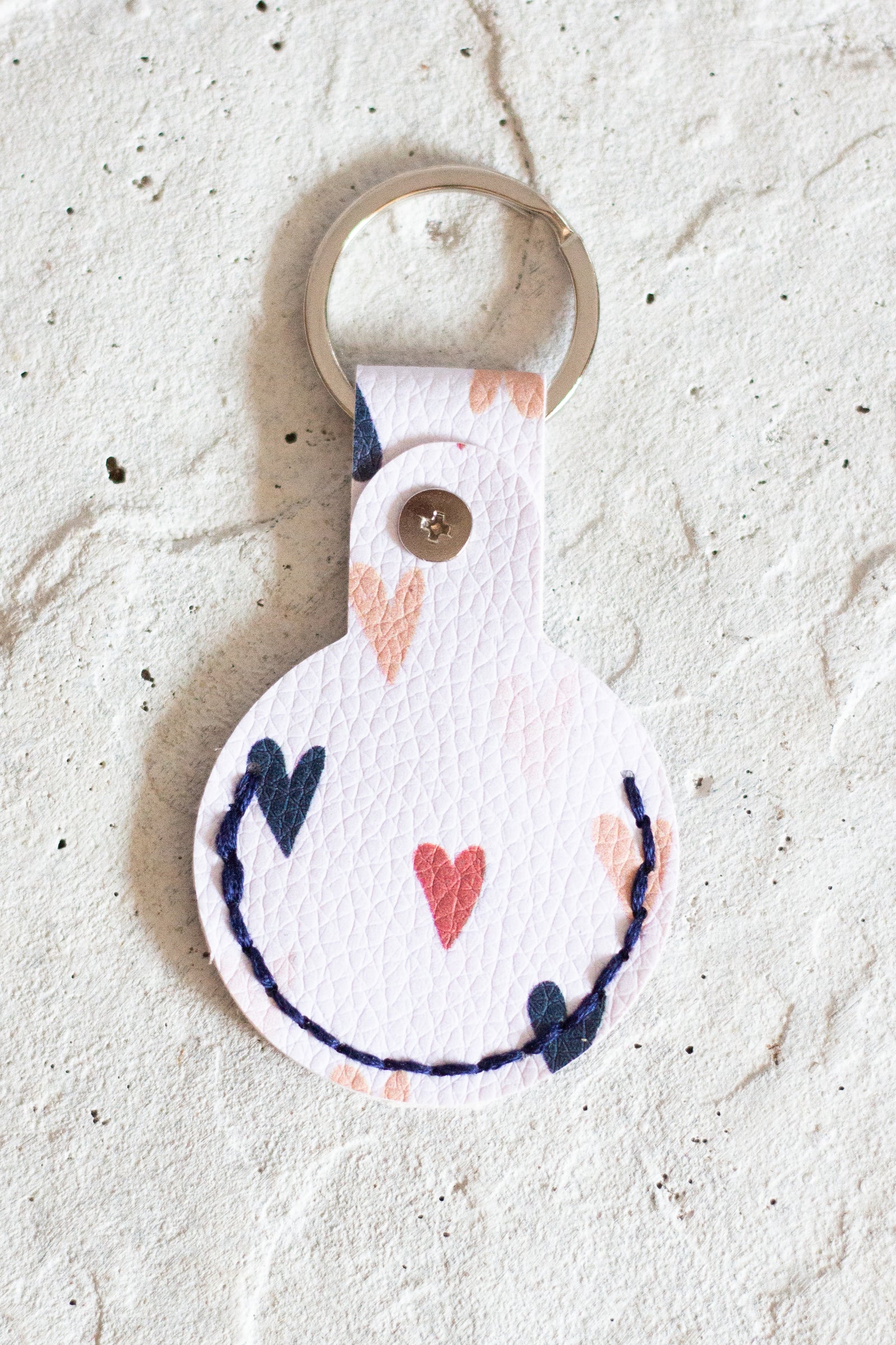 Navy Hearts Air Tag Holder