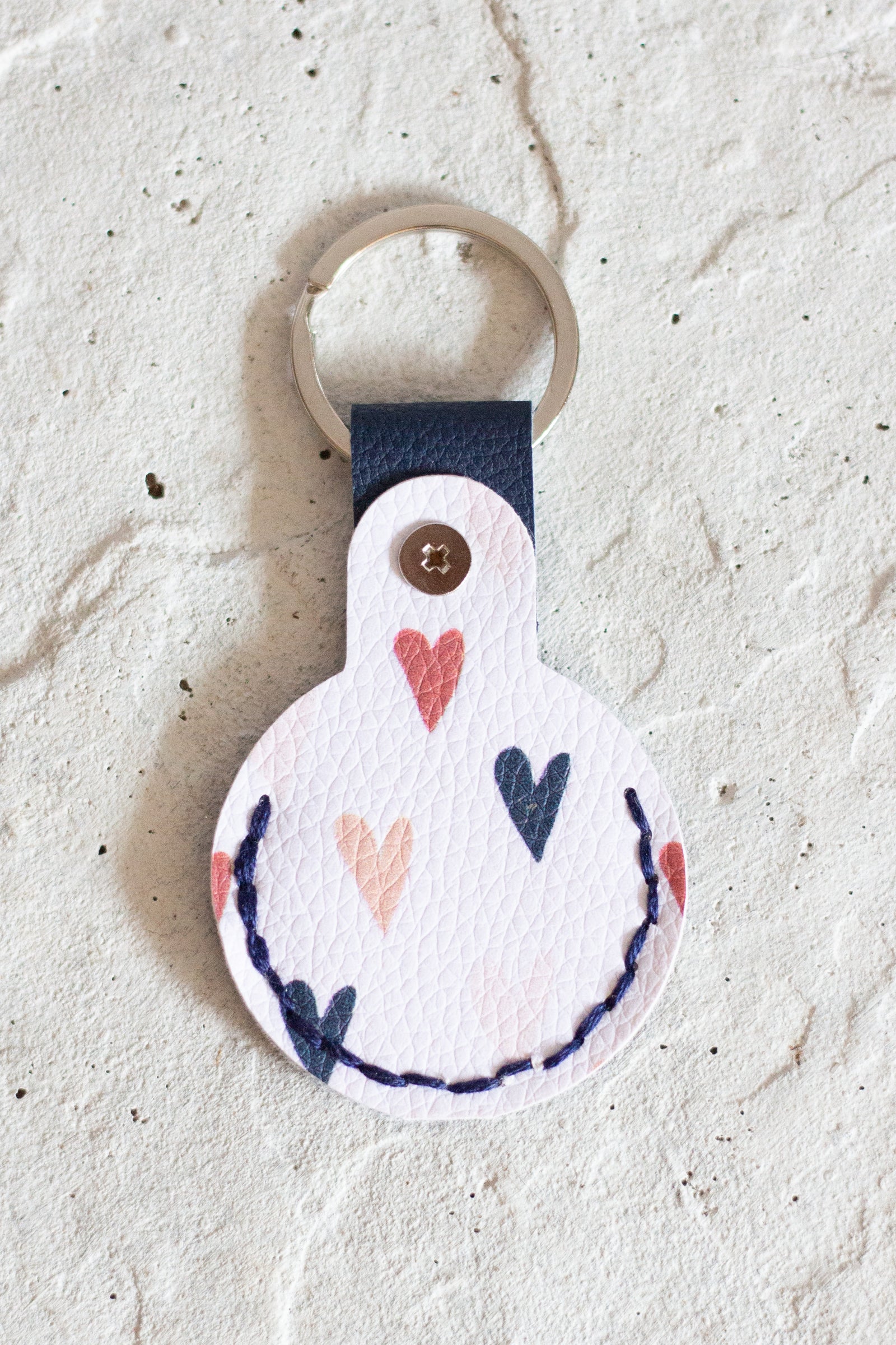 Navy Hearts Air Tag Holder