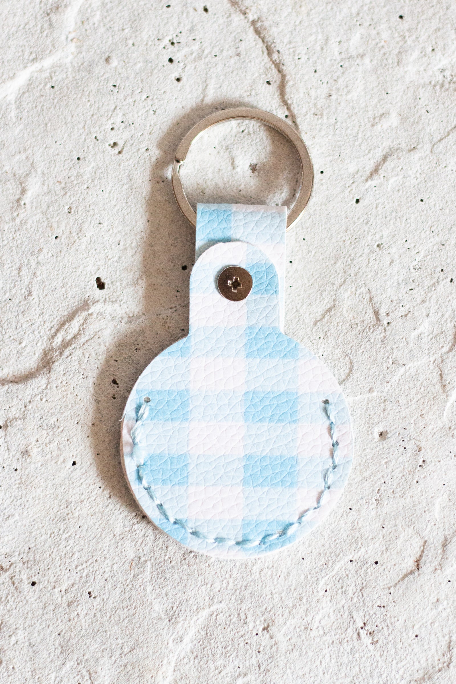 Blue Gingham Air Tag Holder
