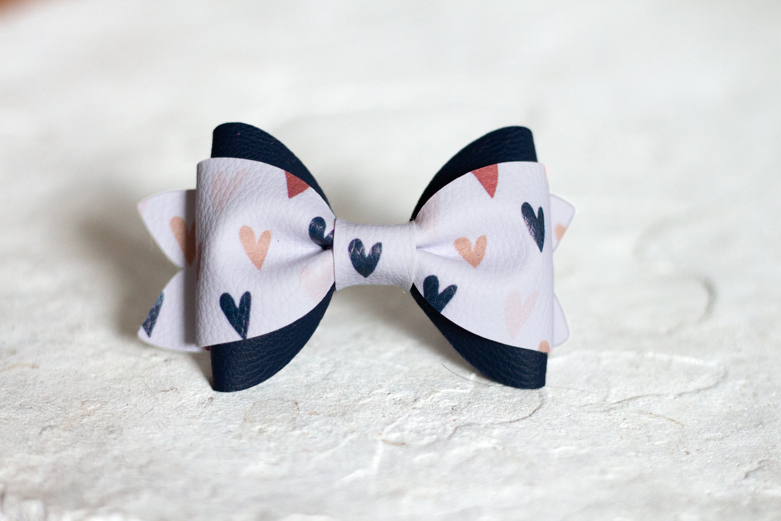 Navy Hearts Bow Tie
