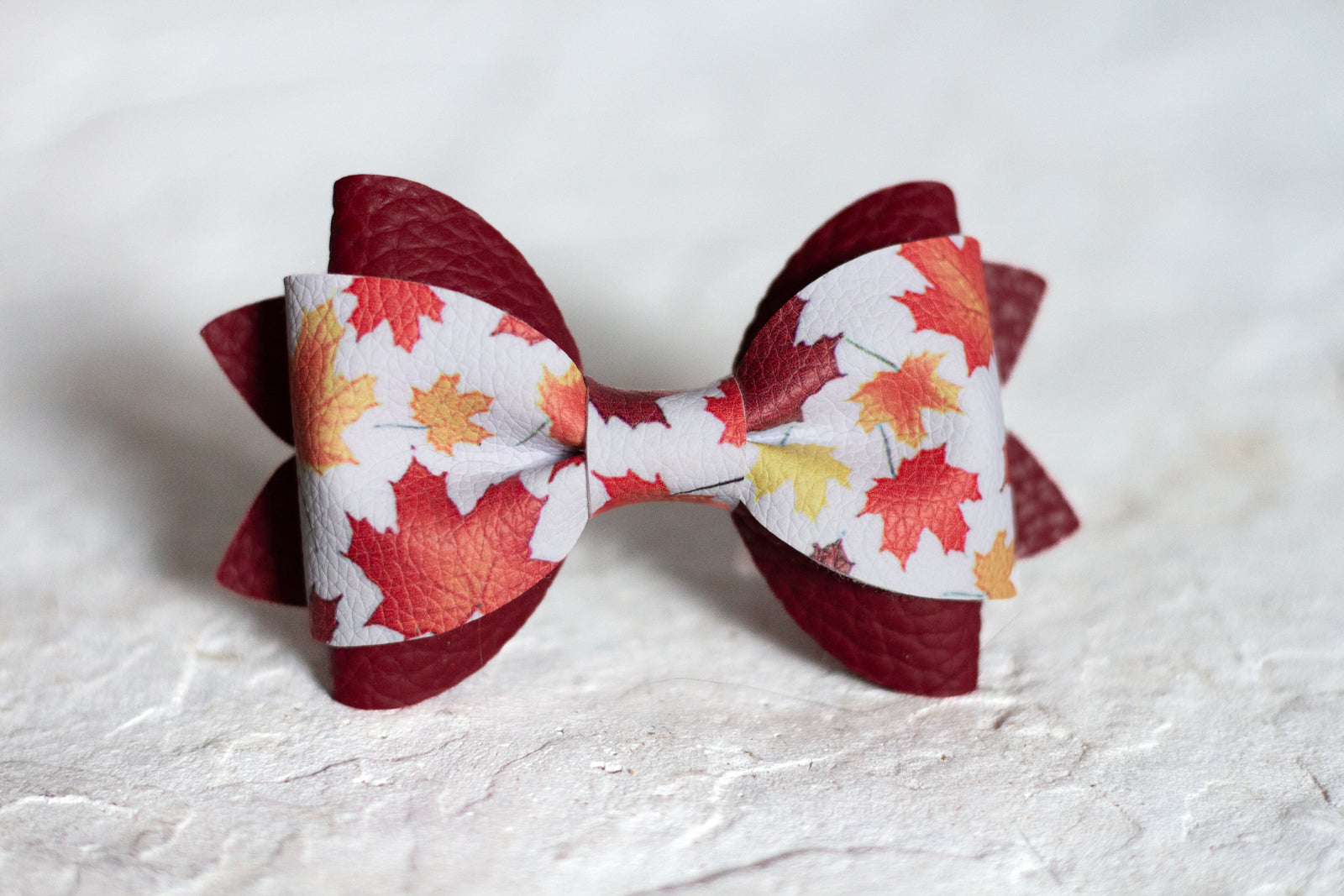 Maroon Leaves Bow Tie