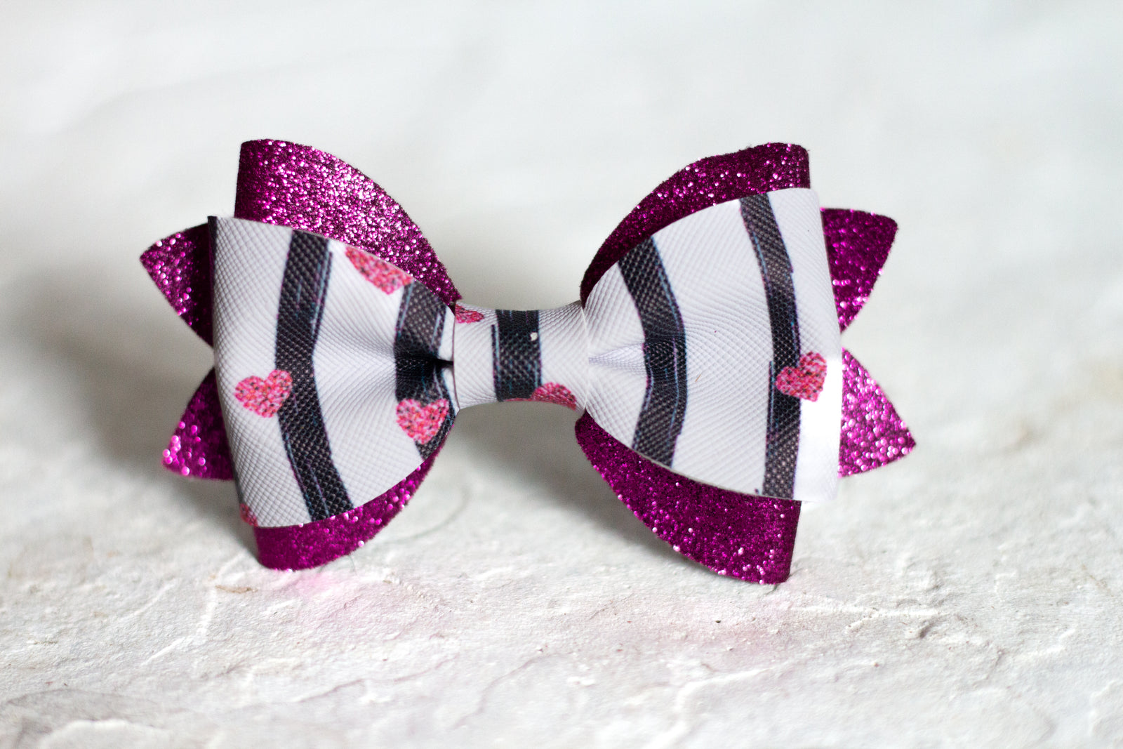 Striped Hearts Bow Tie