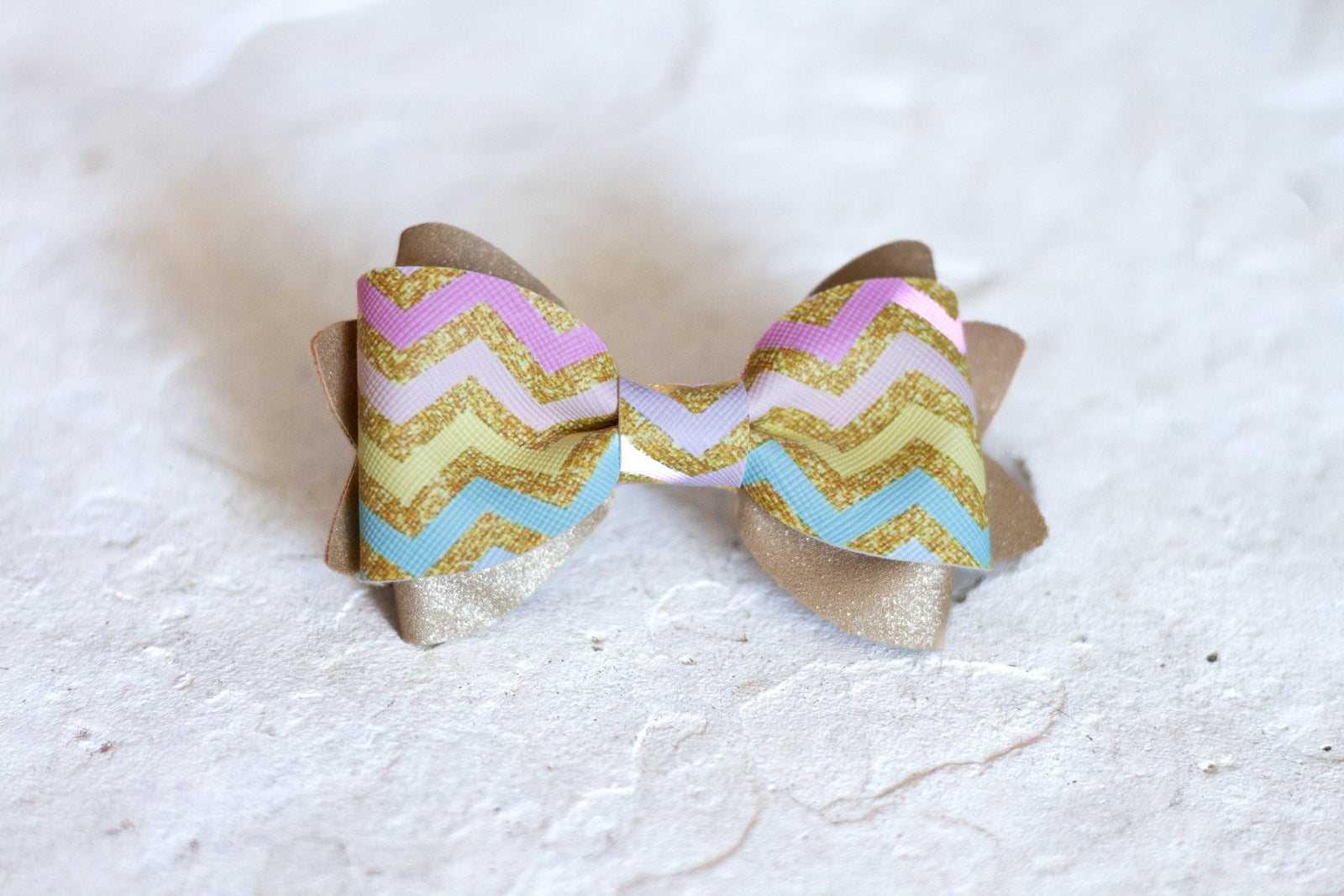 Gold Chevron Bow Tie