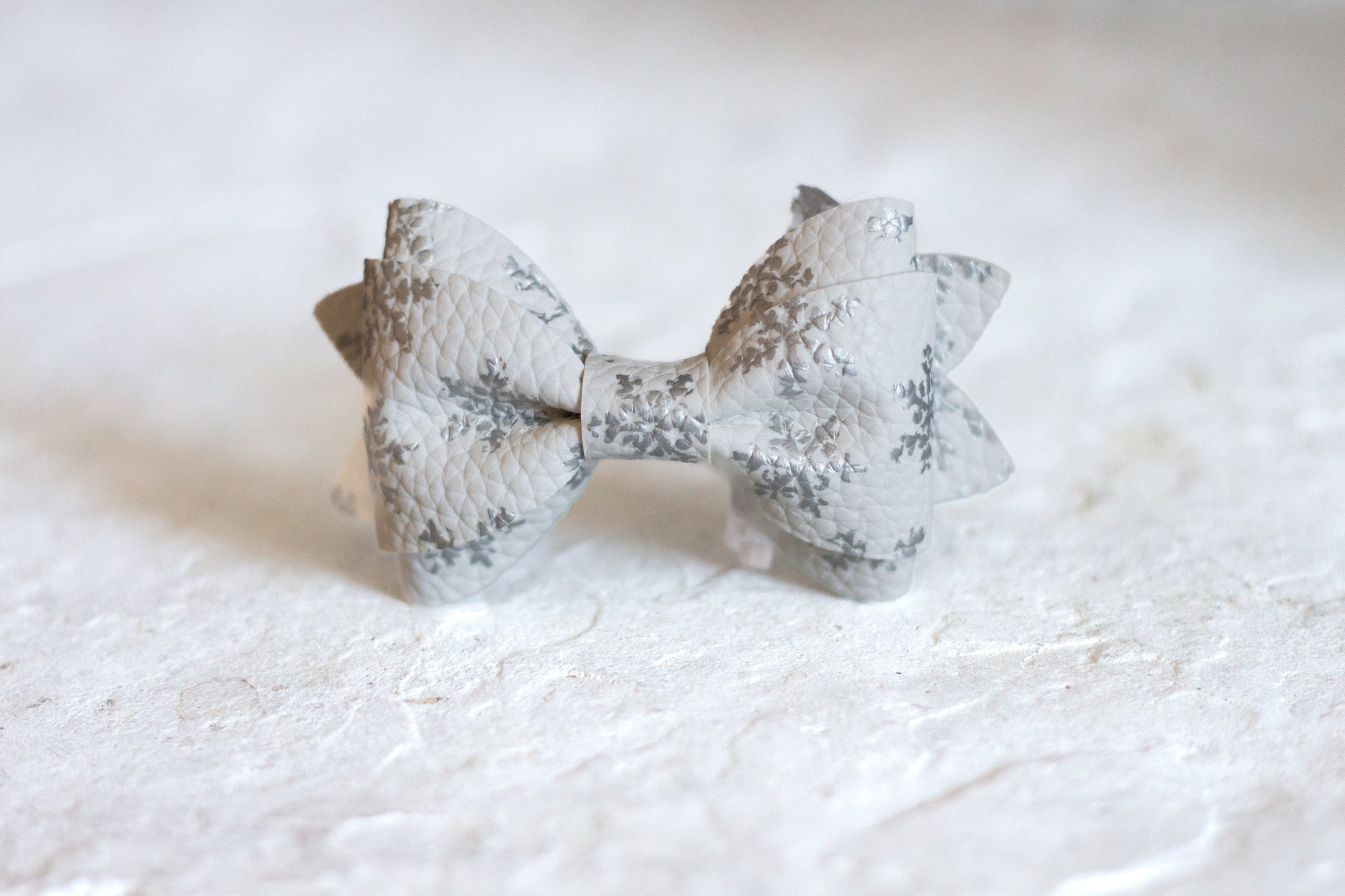 Silver Snow Flakes Bow Tie