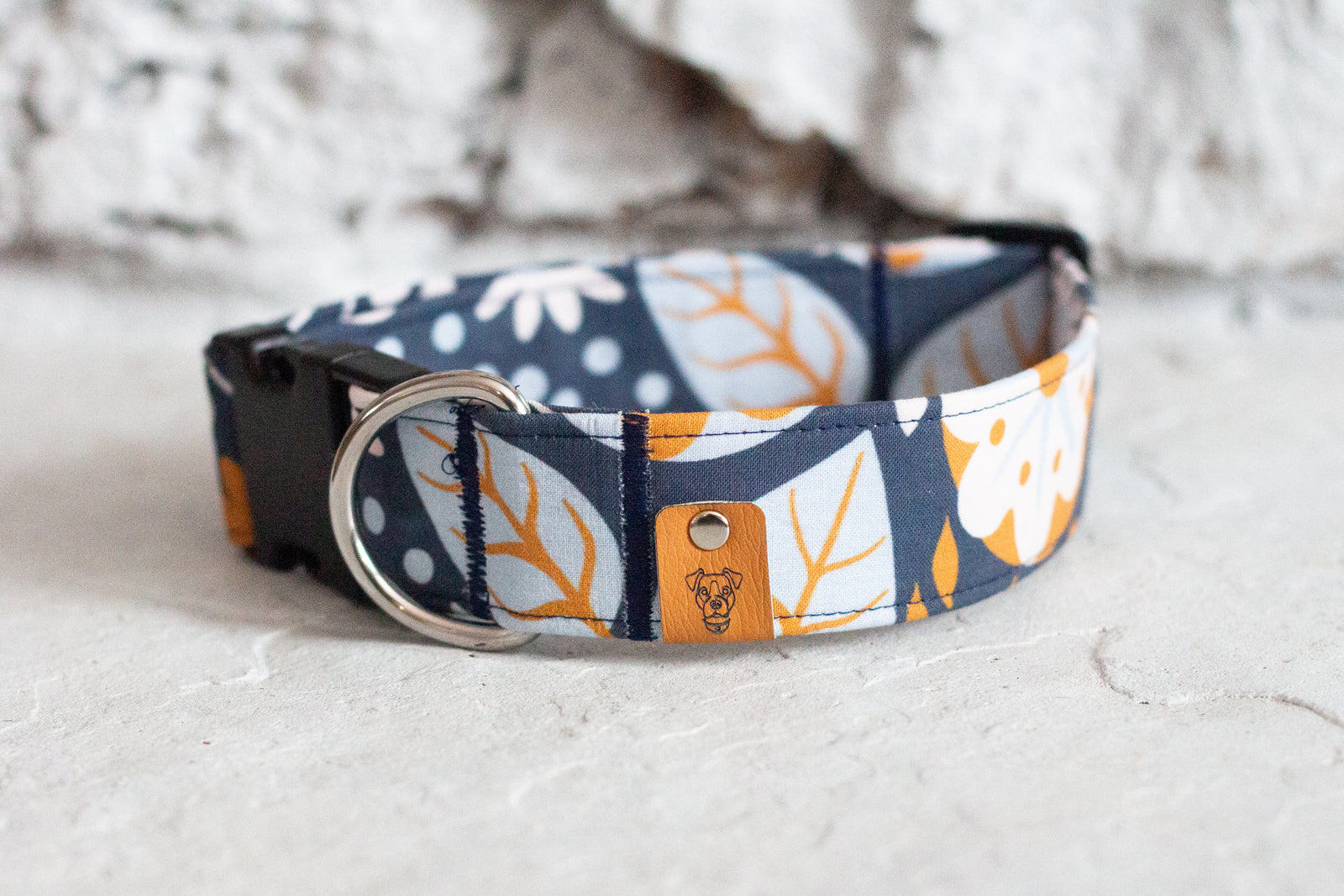 Navy Bloom Buckle Collar