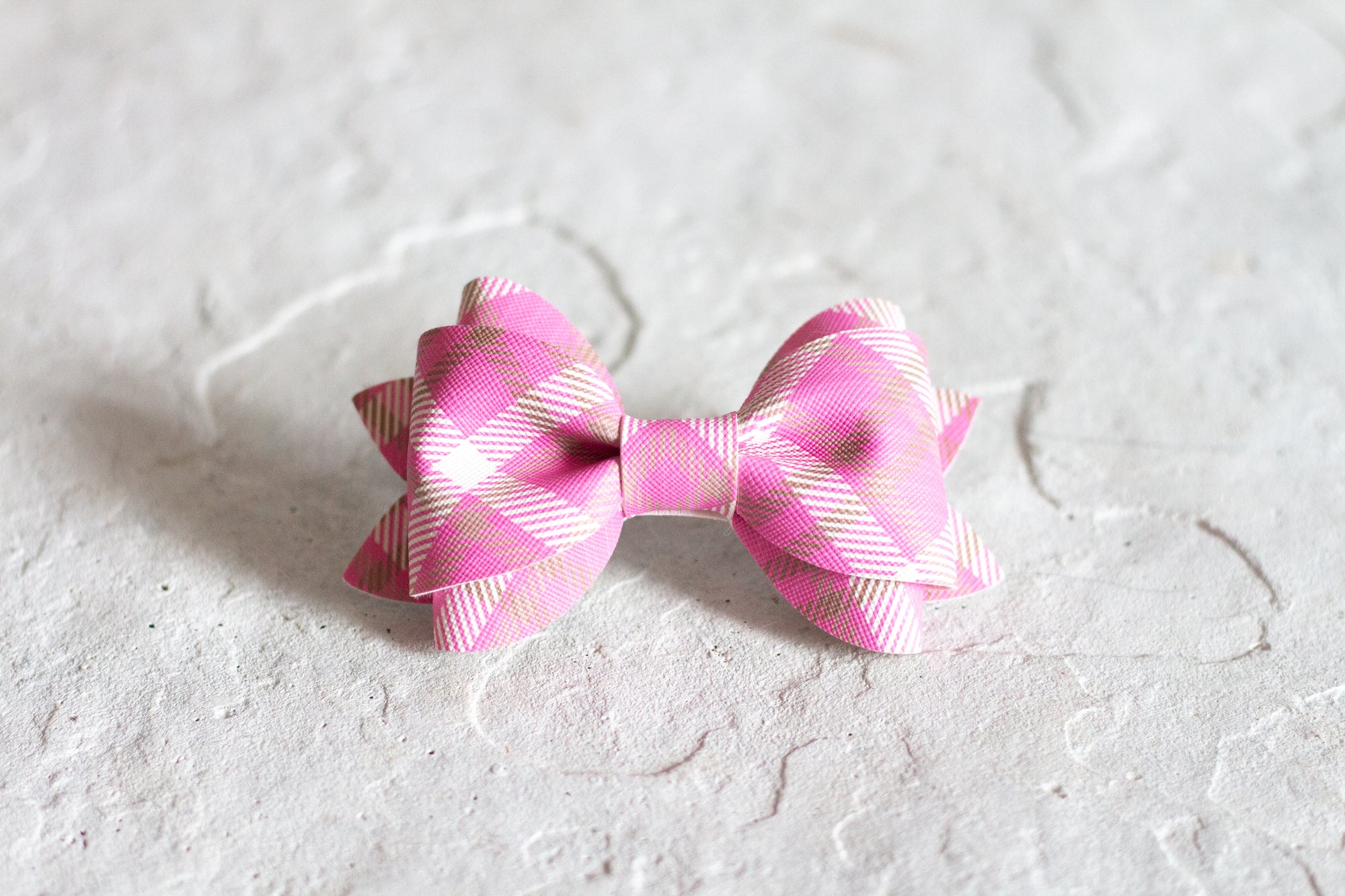 Pink Plaid Bow Tie