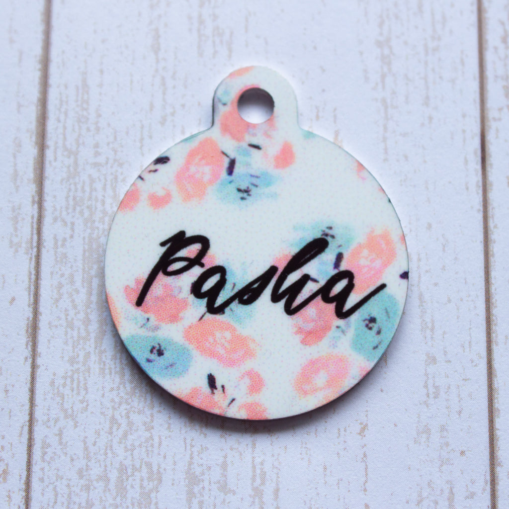 Light Floral Pet Tag