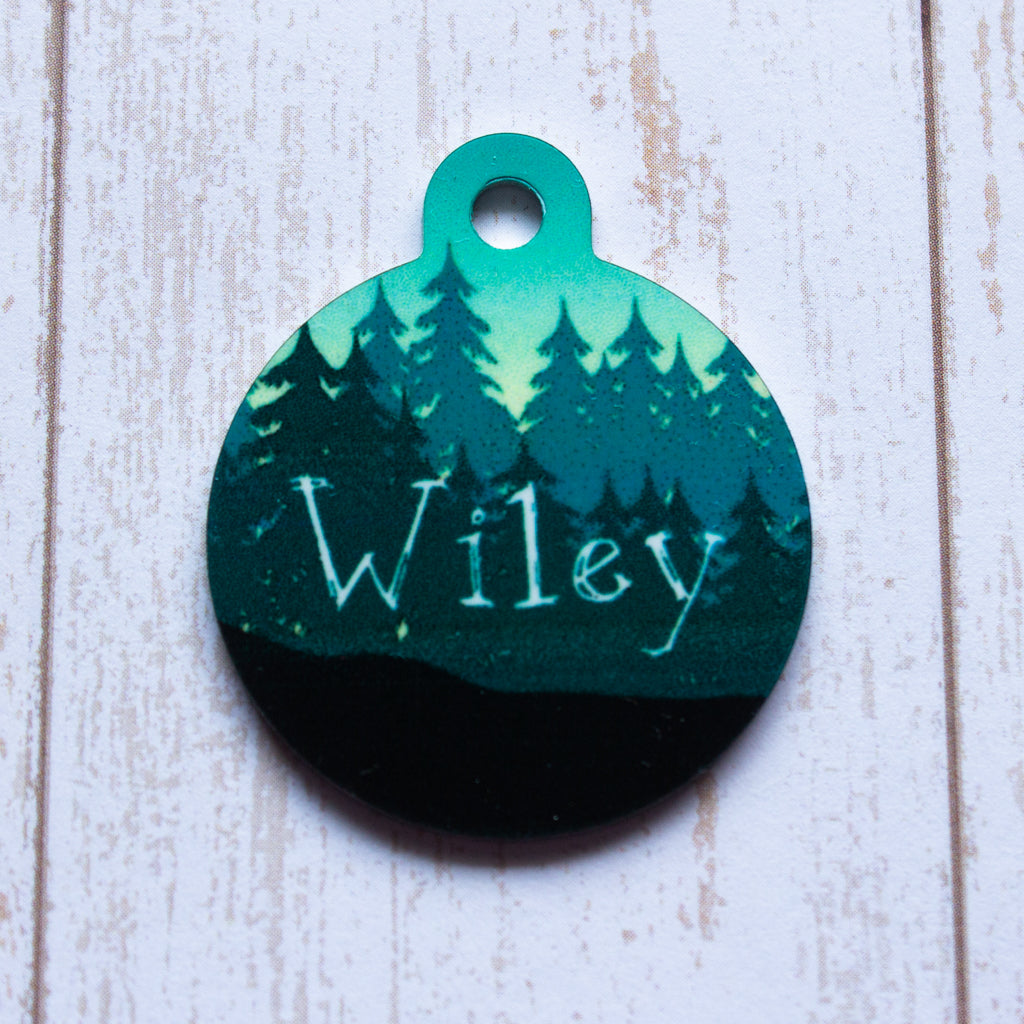 Green Tree Line Pet Tag