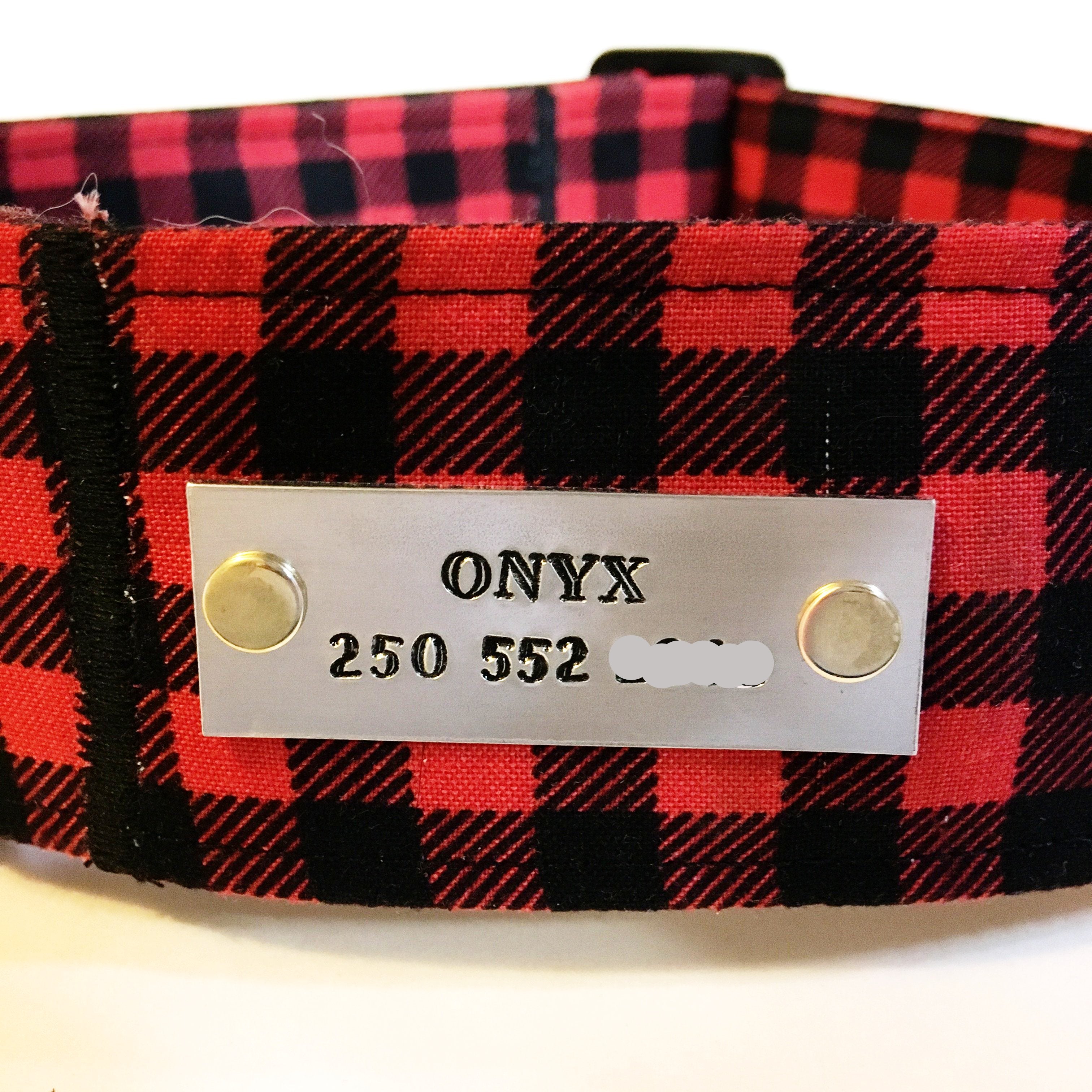 Dog collars with outlet name plates slide on